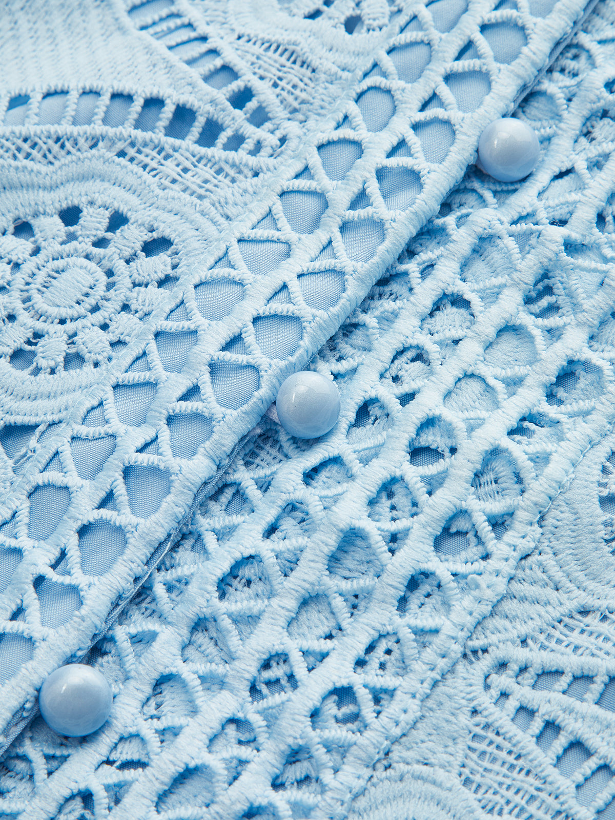 Lace Puff Sleeve Shorts Set Without Belt-Mesadic