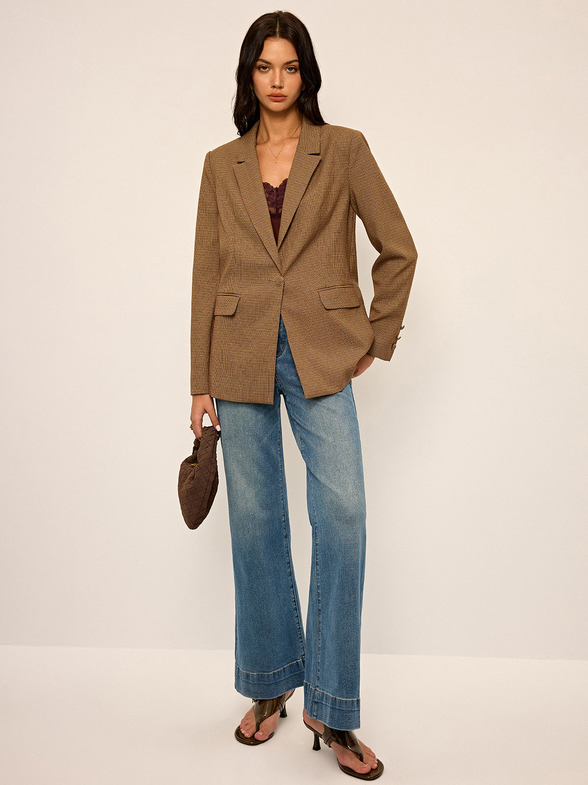 Houndstooth Oversized Blazer-Massicos