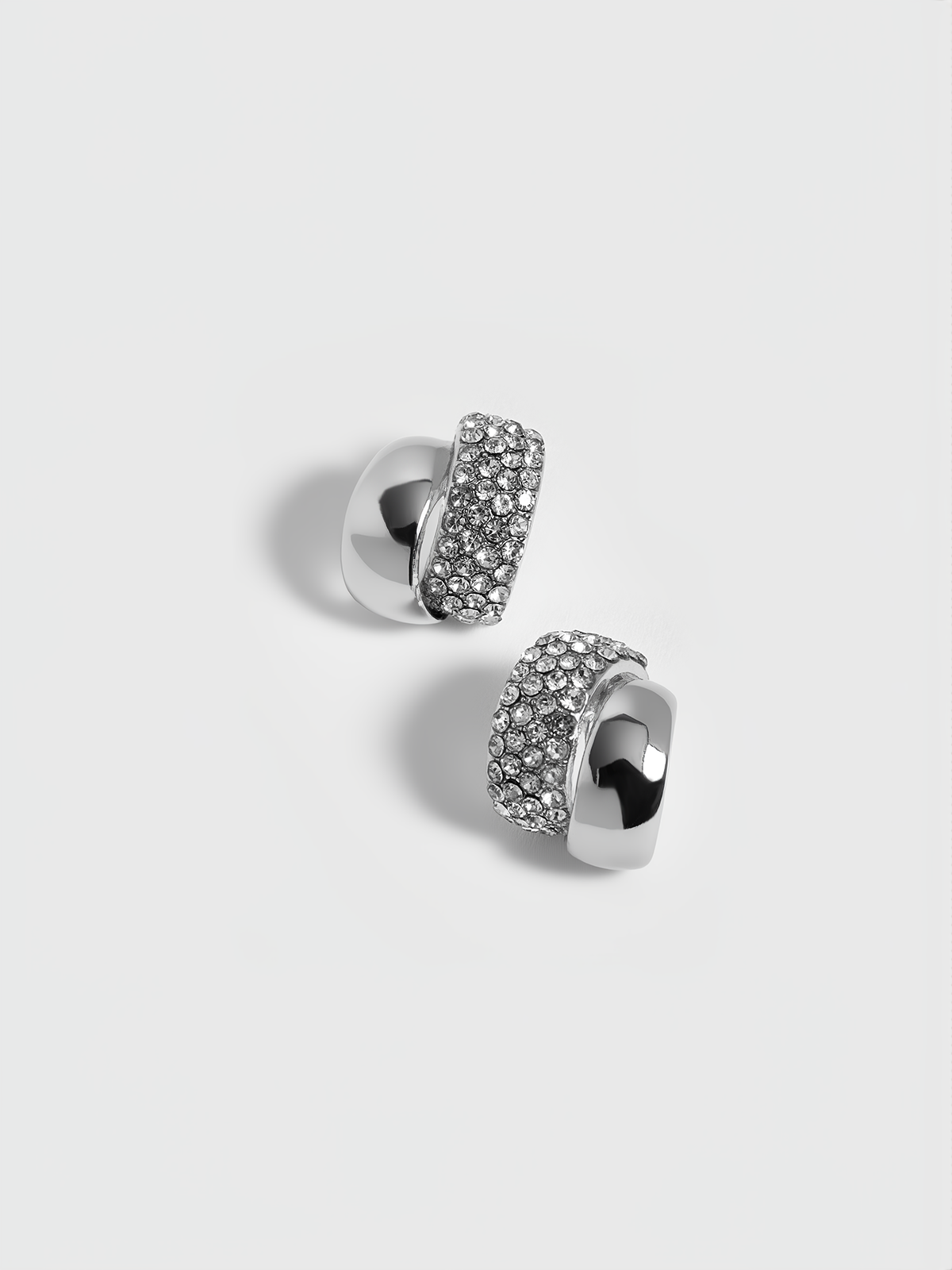 Pave Crystal Stud Earrings-Massicos