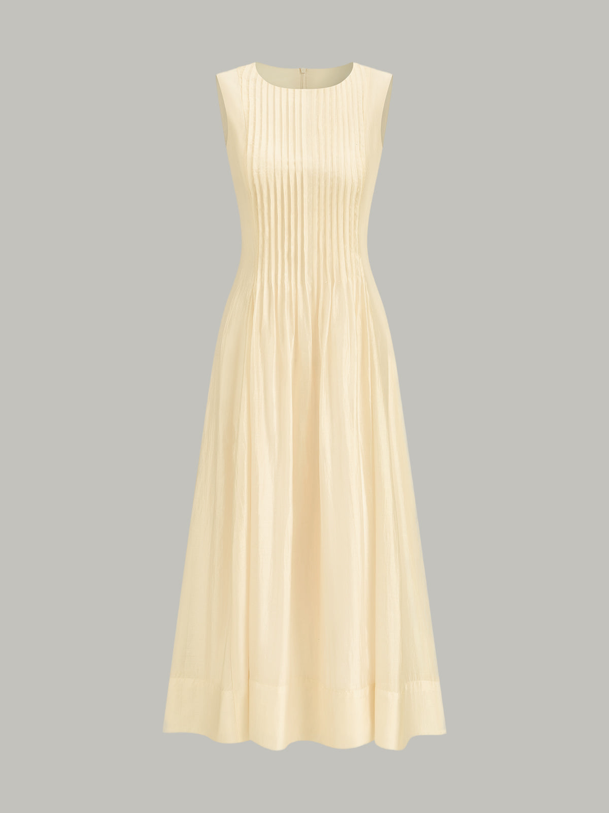 Semi-Sheer Tencel Pleated Sleeveless Midi Dress-Massicos