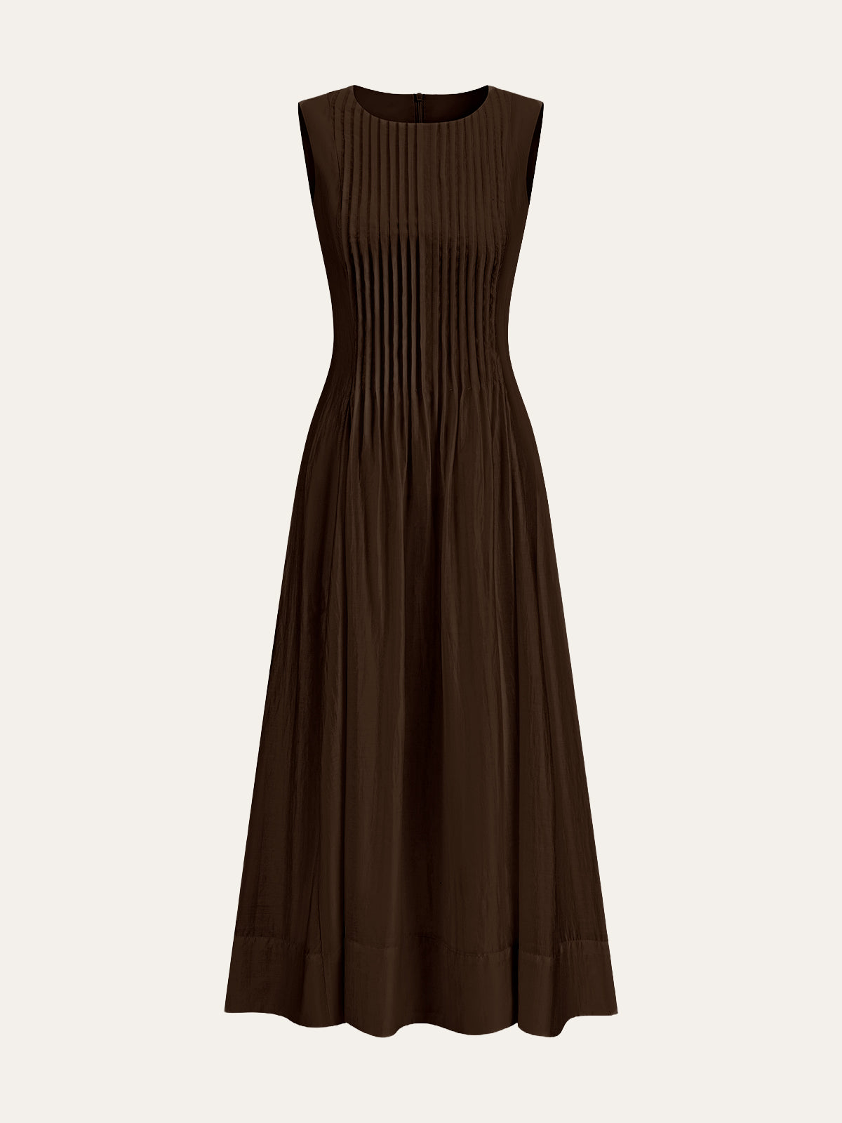 Semi-Sheer Tencel Pleated Sleeveless Midi Dress-Massicos