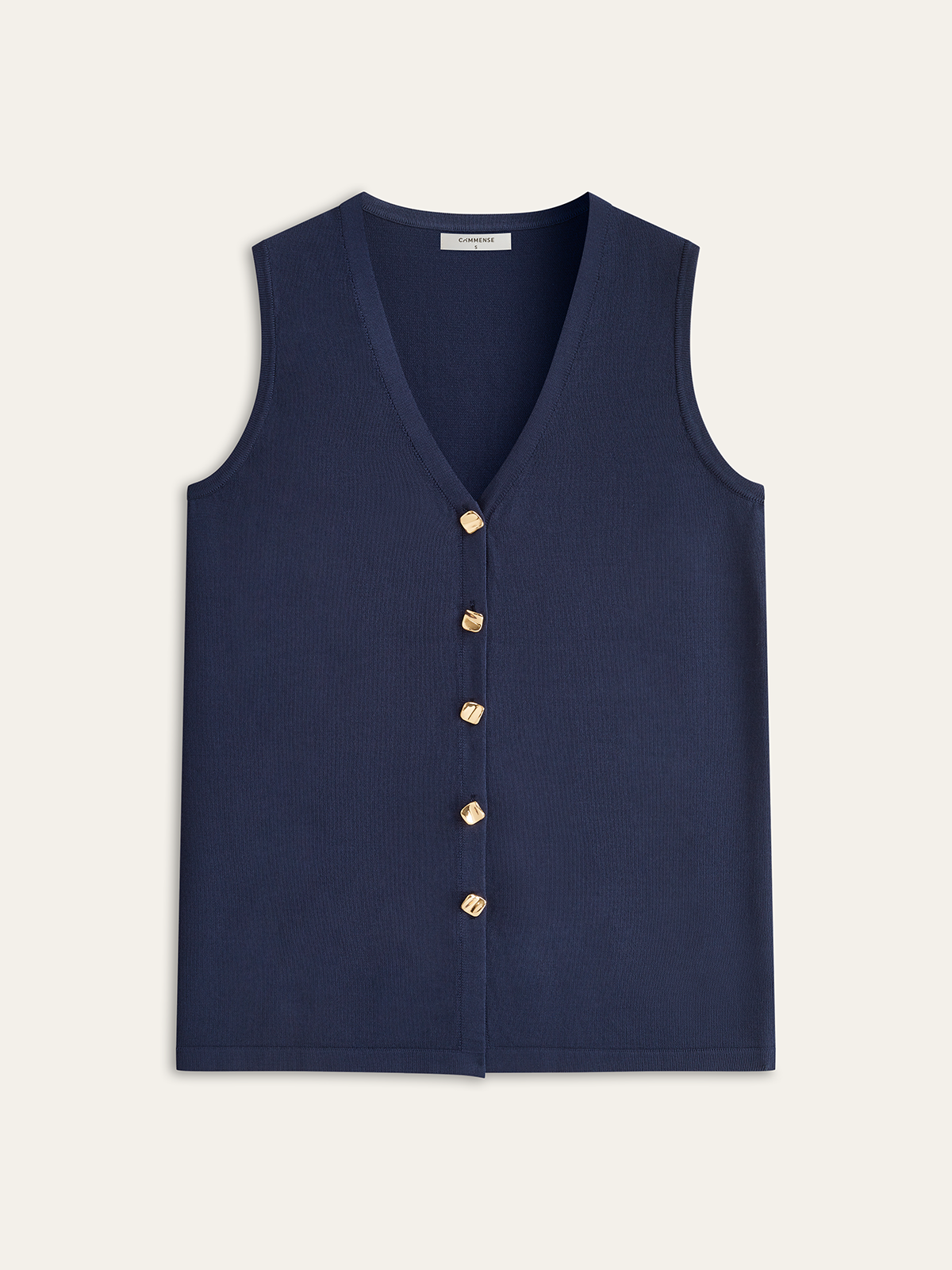 Golden Button Knit Vest Pants Set-Massicos