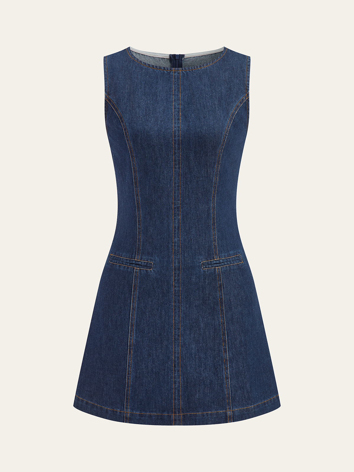 Sleeveless Denim Dress-Mesadic