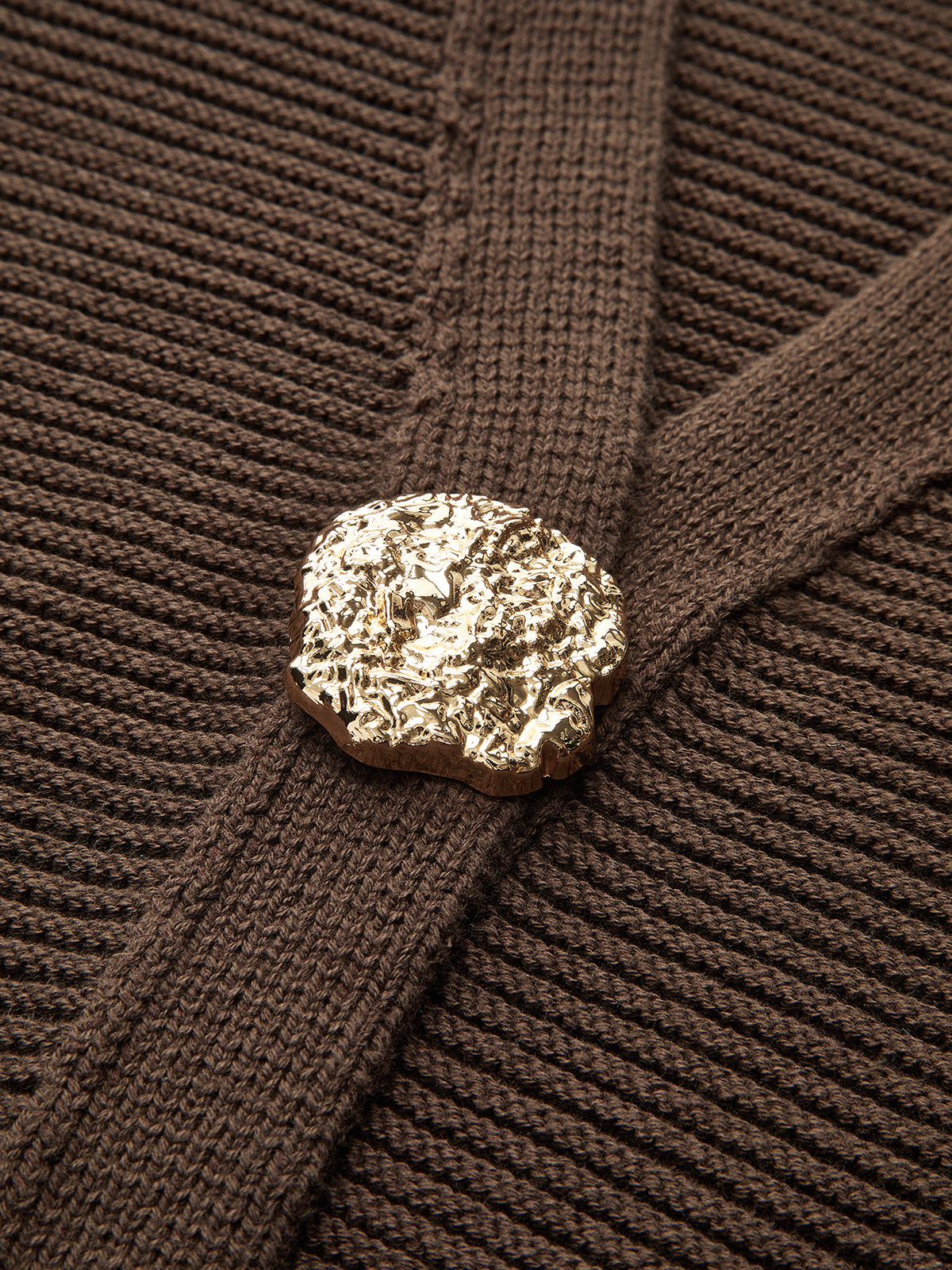 Metal Button V-neck Textured Cardigan-Massicos