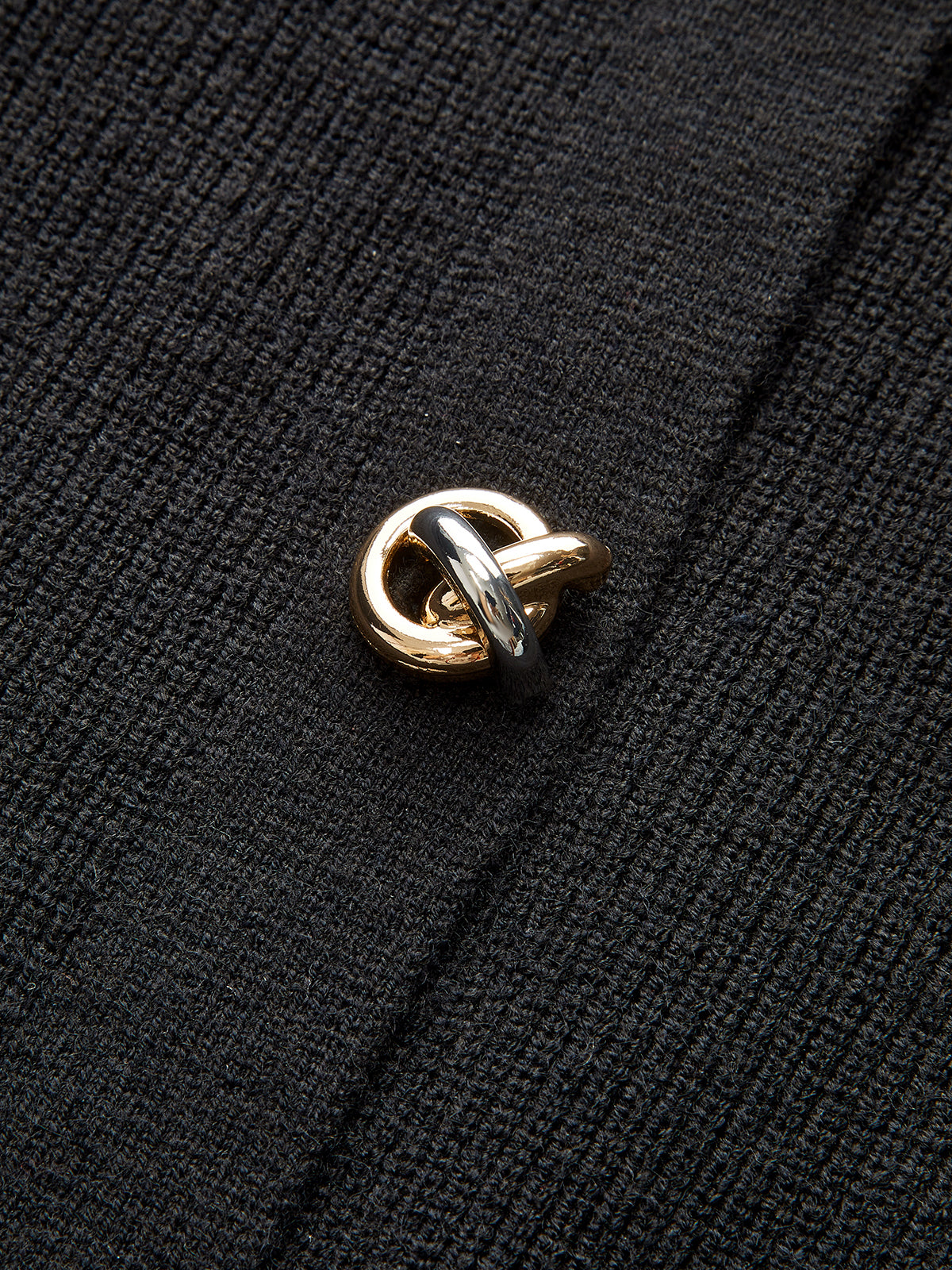 Wool Blend Denim Collar Puff Sleeve Cardigan-Massicos