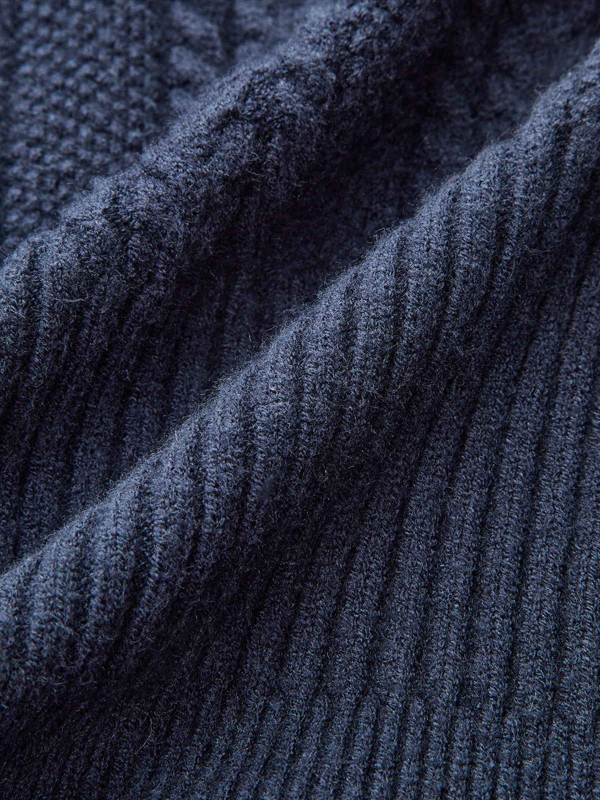 Denim Collar Cable Knit Button-Front Peplum Cardigan-Massicos