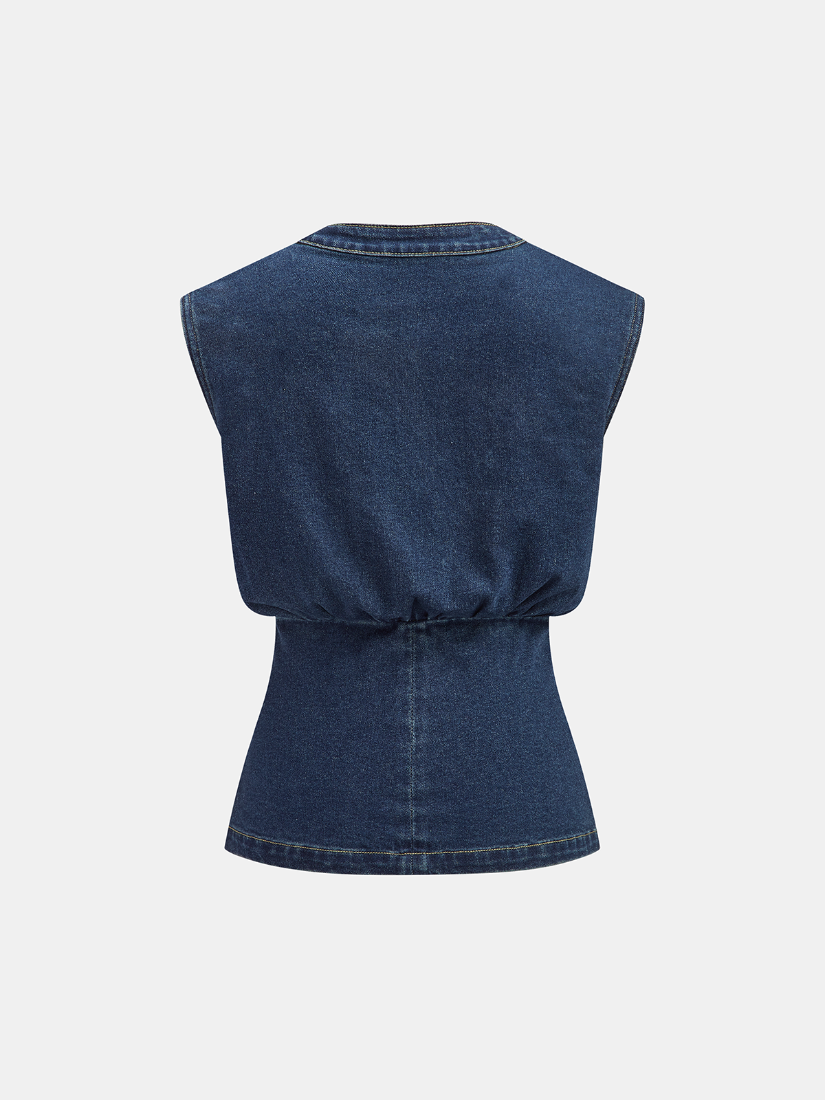Metal Detail Denim Waist-Cinching Vest-Mesadic