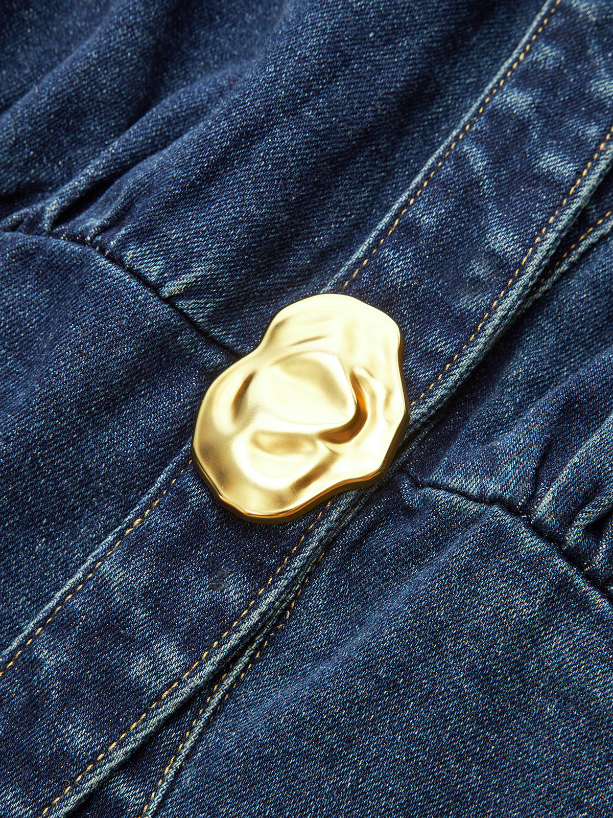 Metal Detail Denim Waist-Cinching Vest-Mesadic