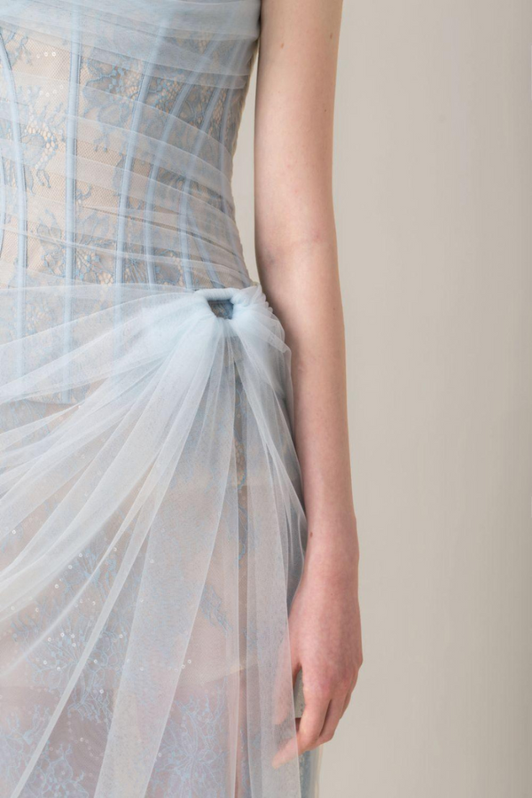 Bertille One Shoulder Maxi Dress In Blue-ROVOLE