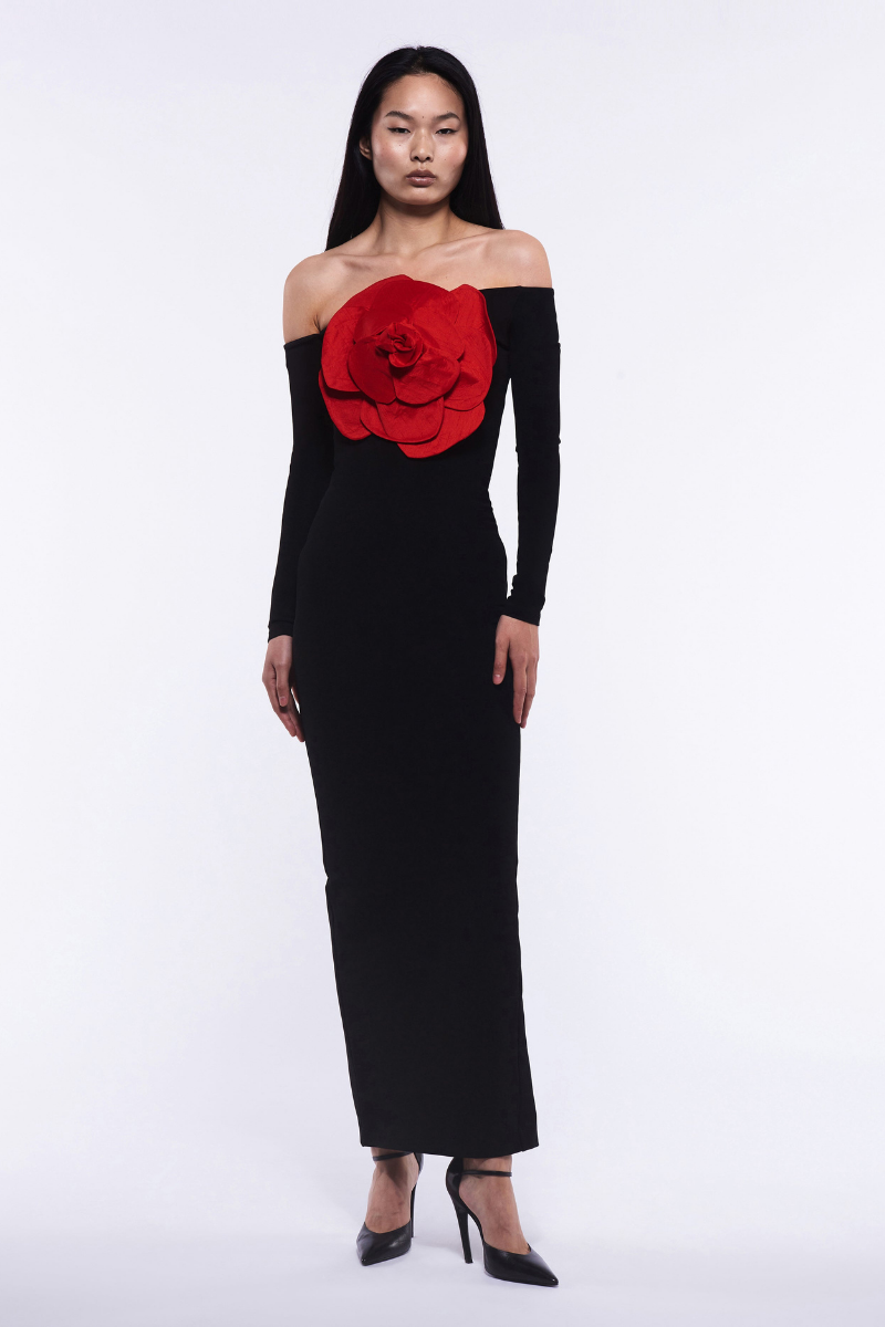 Blandine Off Shoulder Floral Maxi Dress-ROVOLE