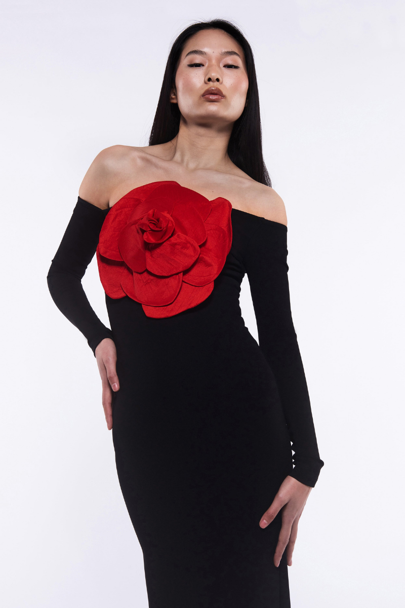Blandine Off Shoulder Floral Maxi Dress-ROVOLE