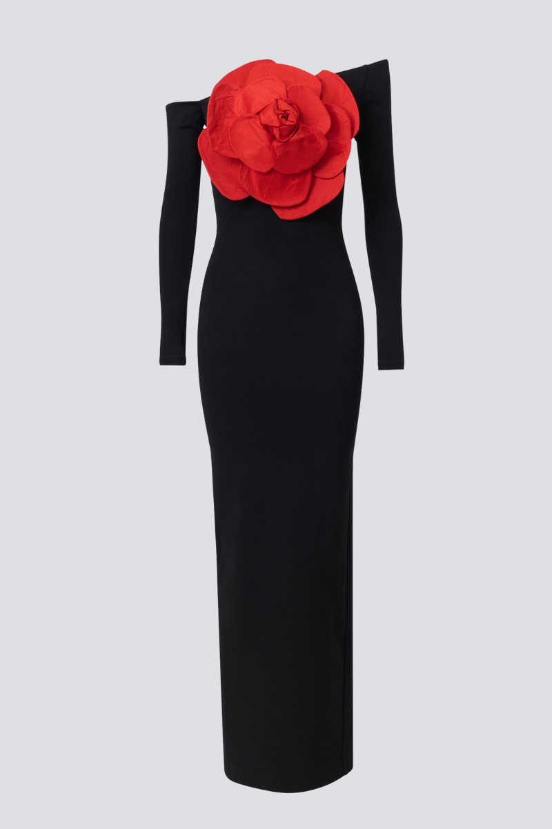 Blandine Off Shoulder Floral Maxi Dress-ROVOLE