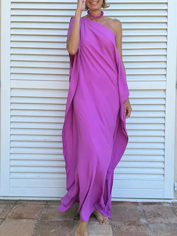 Flowing Asymmetric Caftan With Belt-ROVOLE