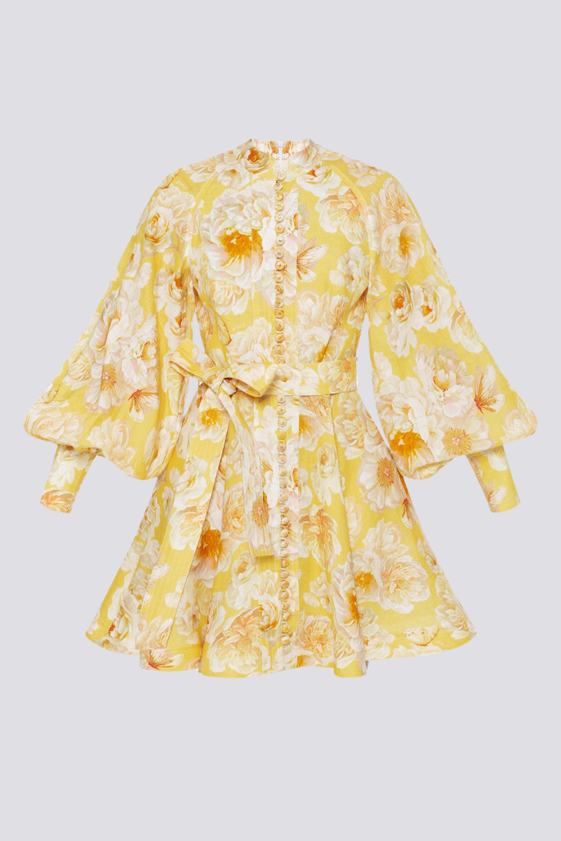 Cassiopée Balloon Sleeve Floral Mini Dress-ROVOLE