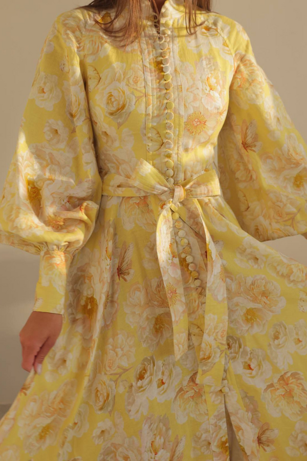 Cécilie Balloon Sleeve Floral Maxi Dress-ROVOLE