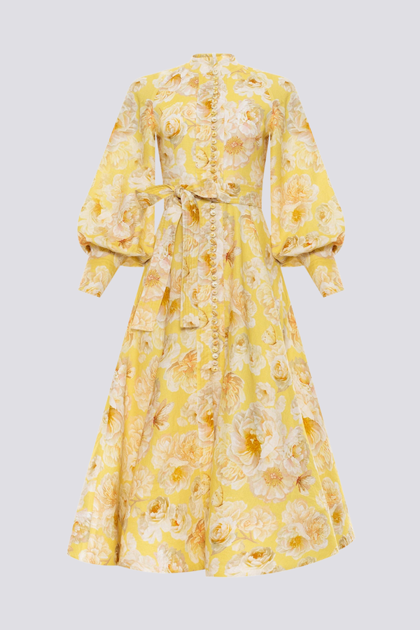 Cécilie Balloon Sleeve Floral Maxi Dress-ROVOLE