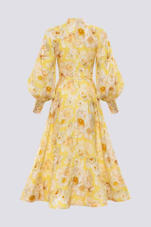 Cécilie Balloon Sleeve Floral Maxi Dress-ROVOLE