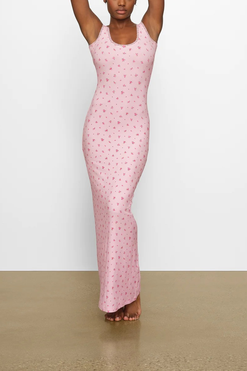 Cerise Floral Backless Maxi Dress-ROVOLE