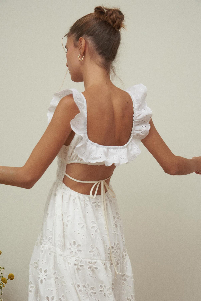 Charline Slit Backless Square Neck Maxi Dress-ROVOLE