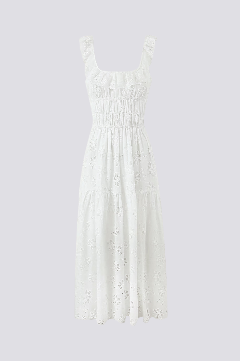 Charline Slit Backless Square Neck Maxi Dress-ROVOLE