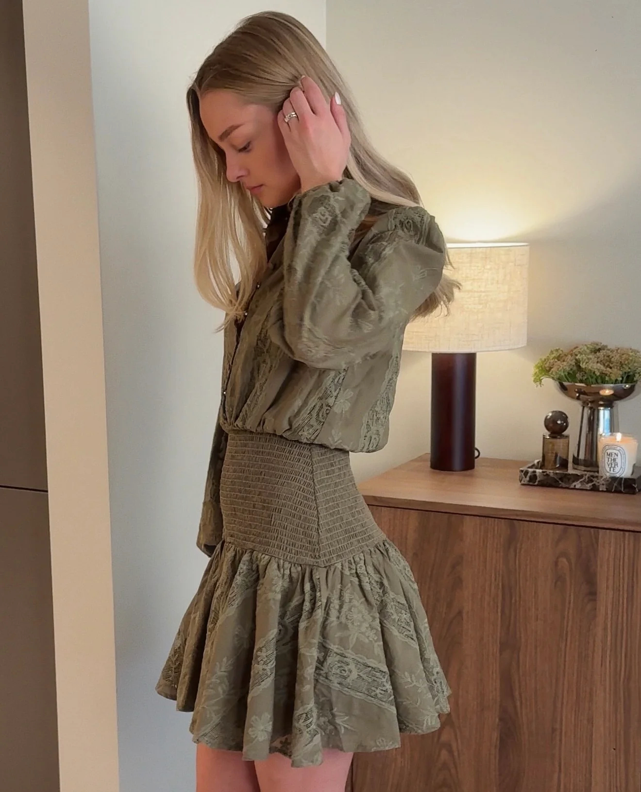 Vienna Smocked Lace Mini Dress