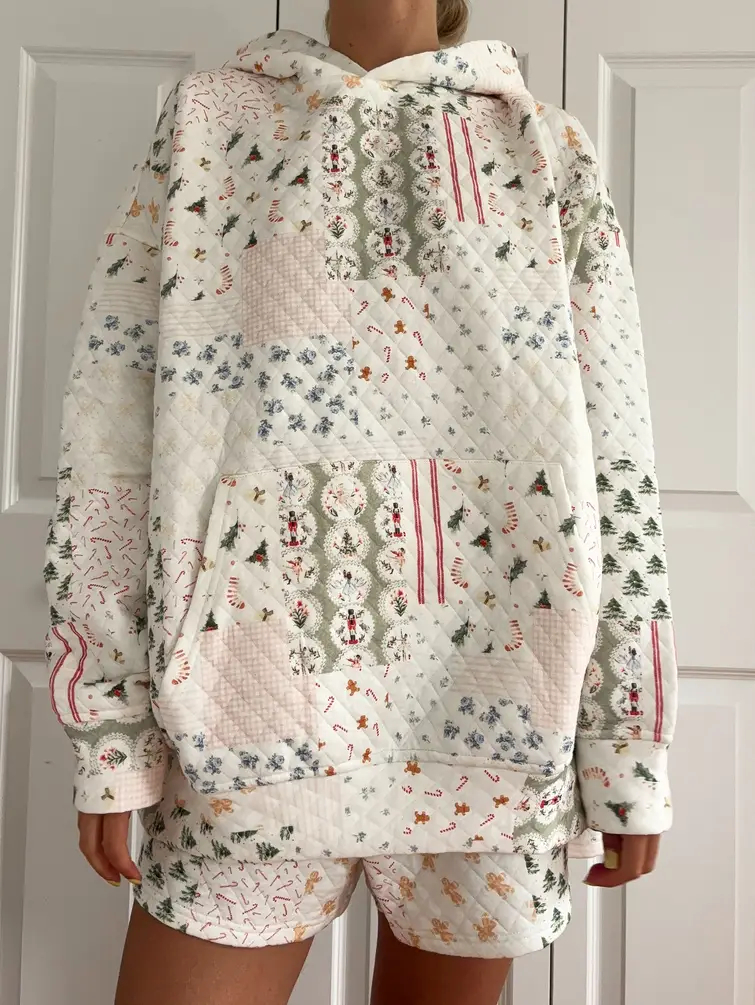 Christmas Holiday Quilted Mockneck Sweatshirt & Hoodie