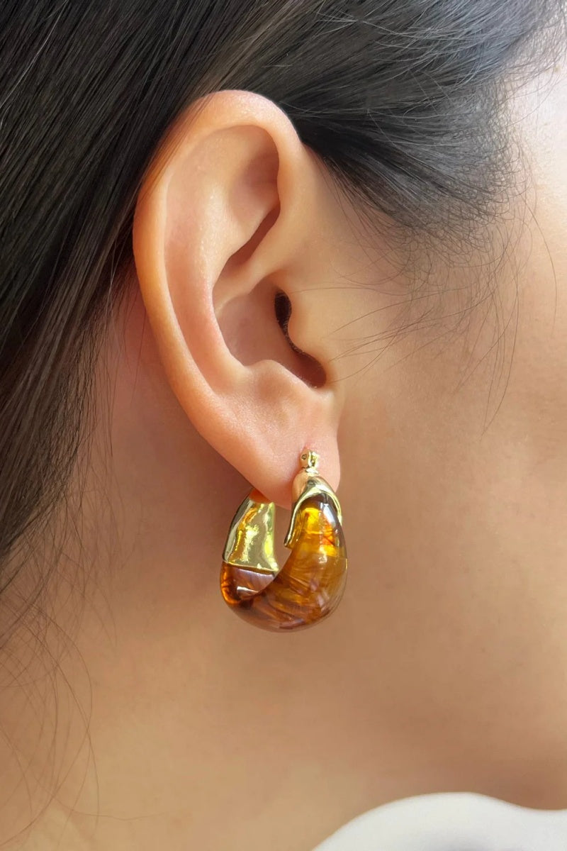 Amber Half Hoop Earrings-ROVOLE