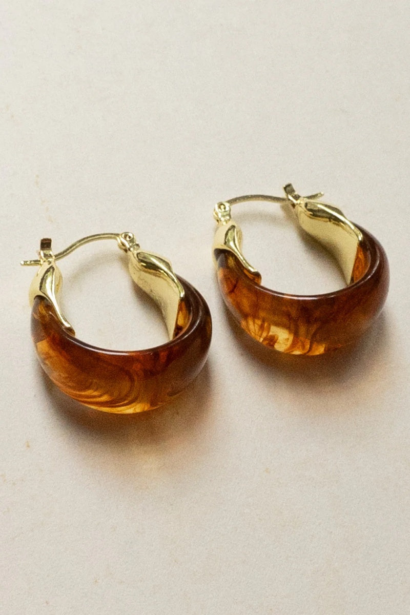 Amber Half Hoop Earrings-ROVOLE