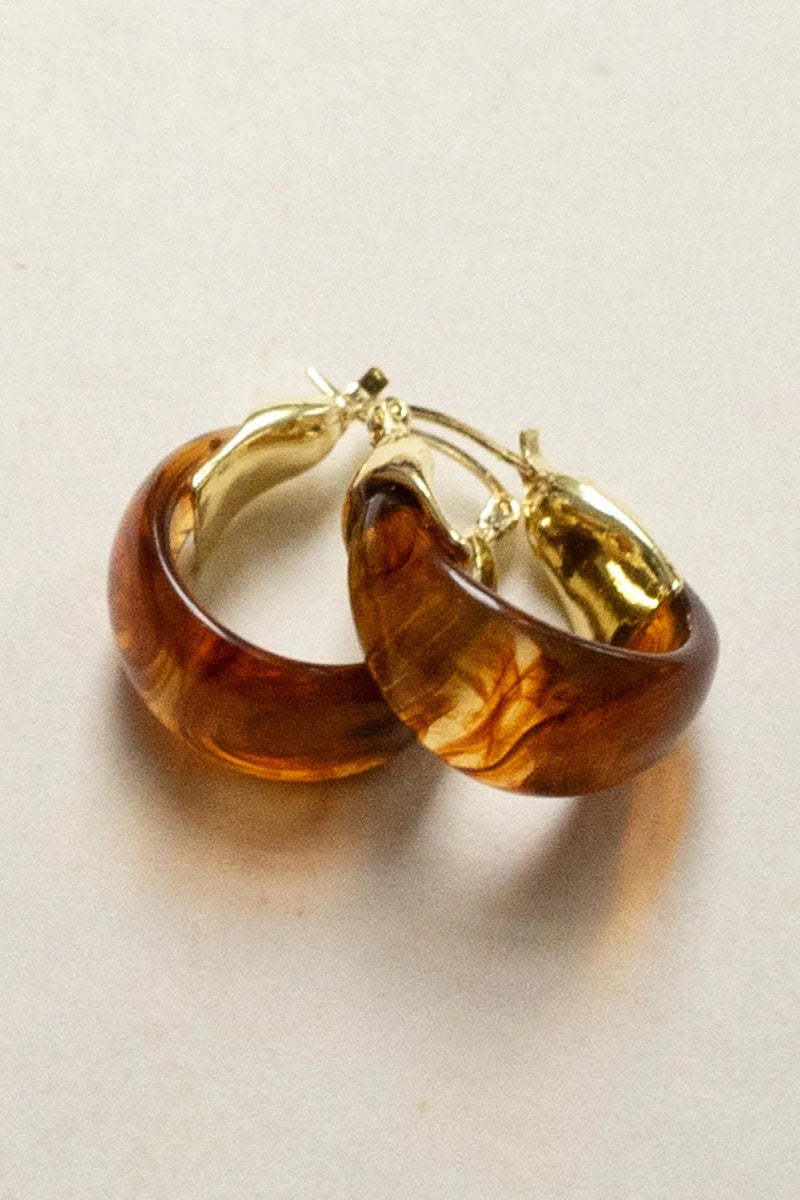 Amber Half Hoop Earrings-ROVOLE
