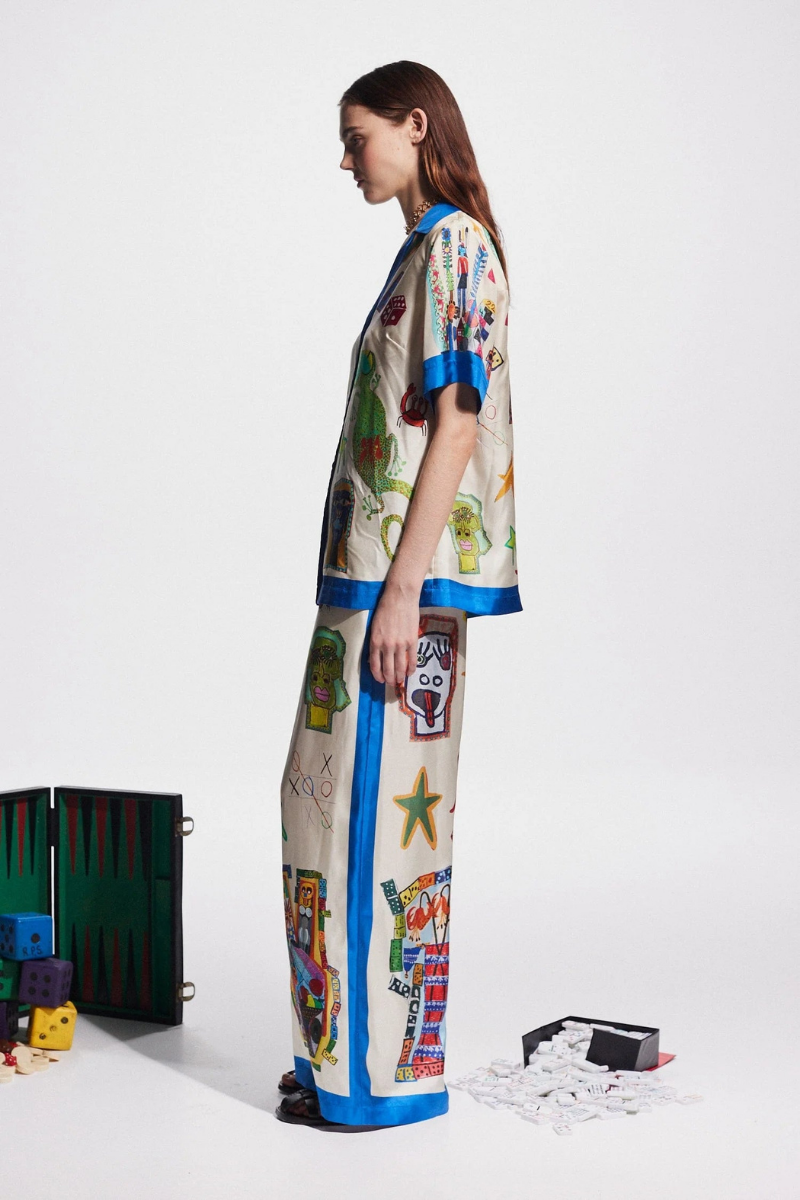 Clarette V Neck Patchwork Pants Set-ROVOLE