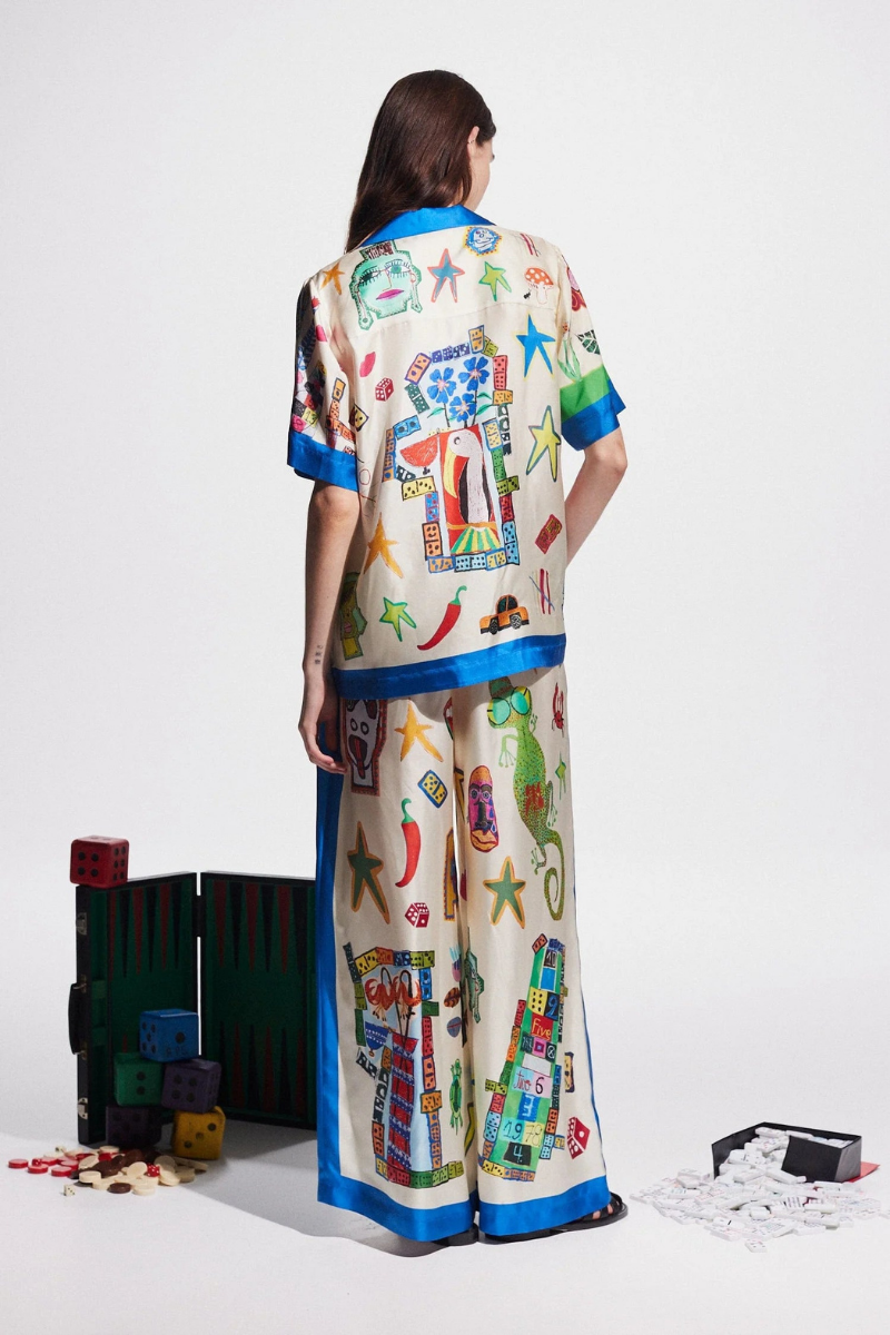 Clarette V Neck Patchwork Pants Set-ROVOLE