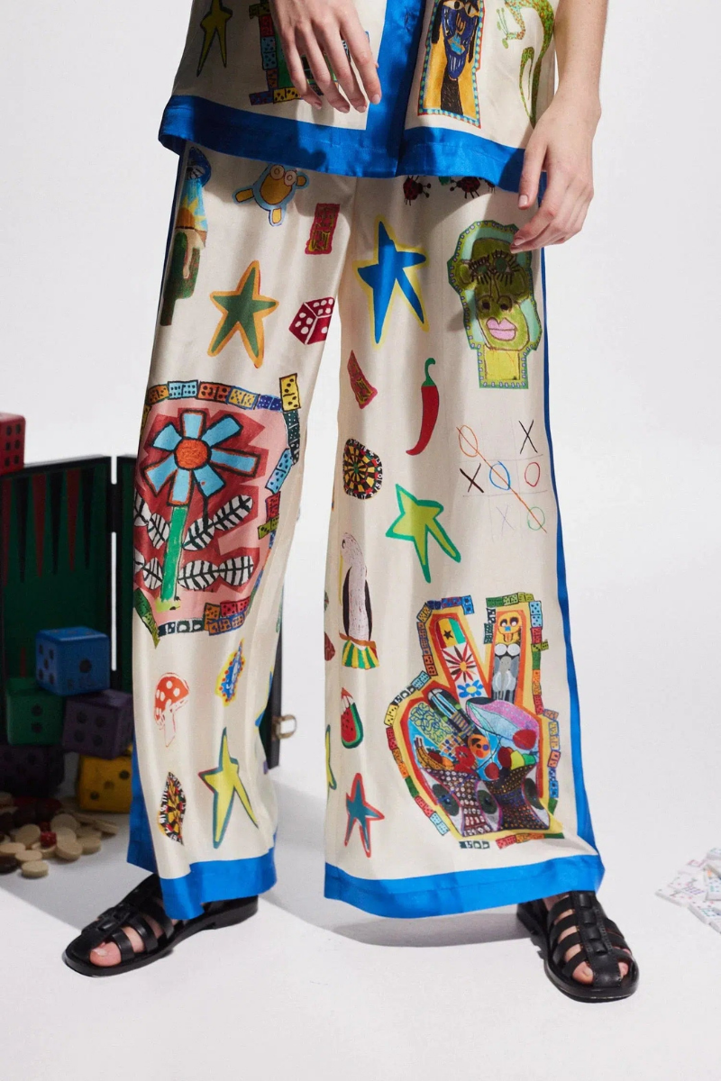 Clarette V Neck Patchwork Pants Set-ROVOLE