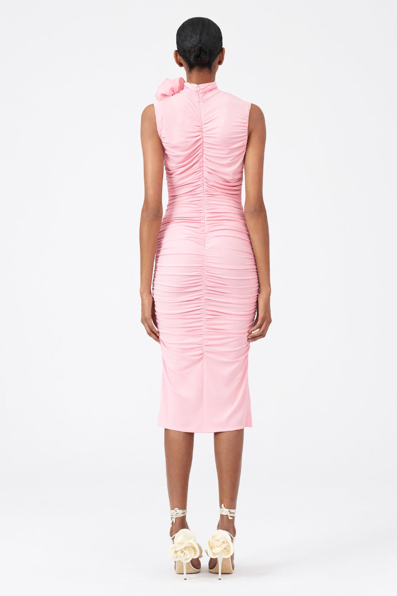 Cléophée Floral Ruched Midi Dress-ROVOLE