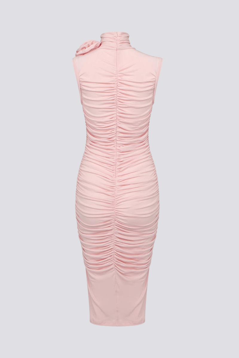 Cléophée Floral Ruched Midi Dress-ROVOLE