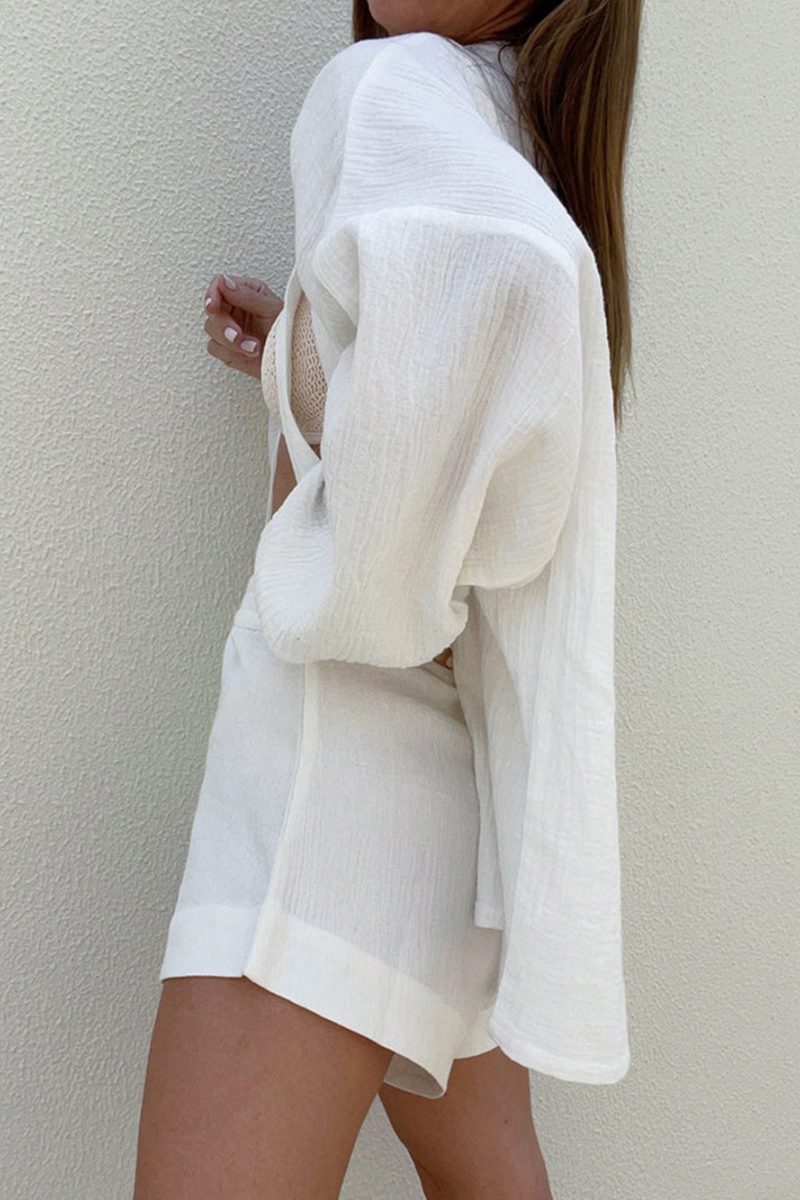 Cotton Wonderland Tied Two Piece Shorts Set-ROVOLE