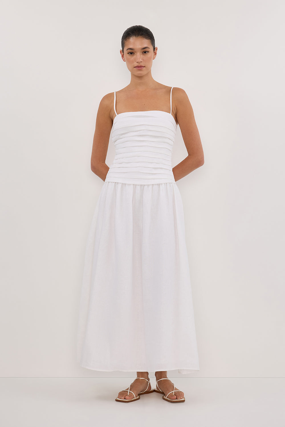Reena White Midi Dress-ROVOLE