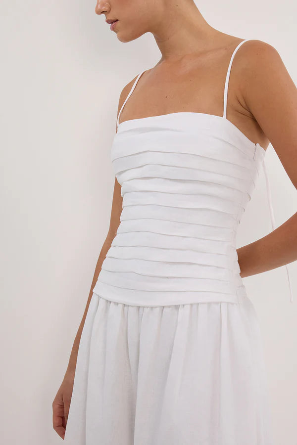 Reena White Midi Dress-ROVOLE