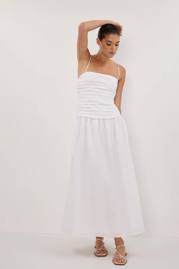 Reena White Midi Dress-ROVOLE