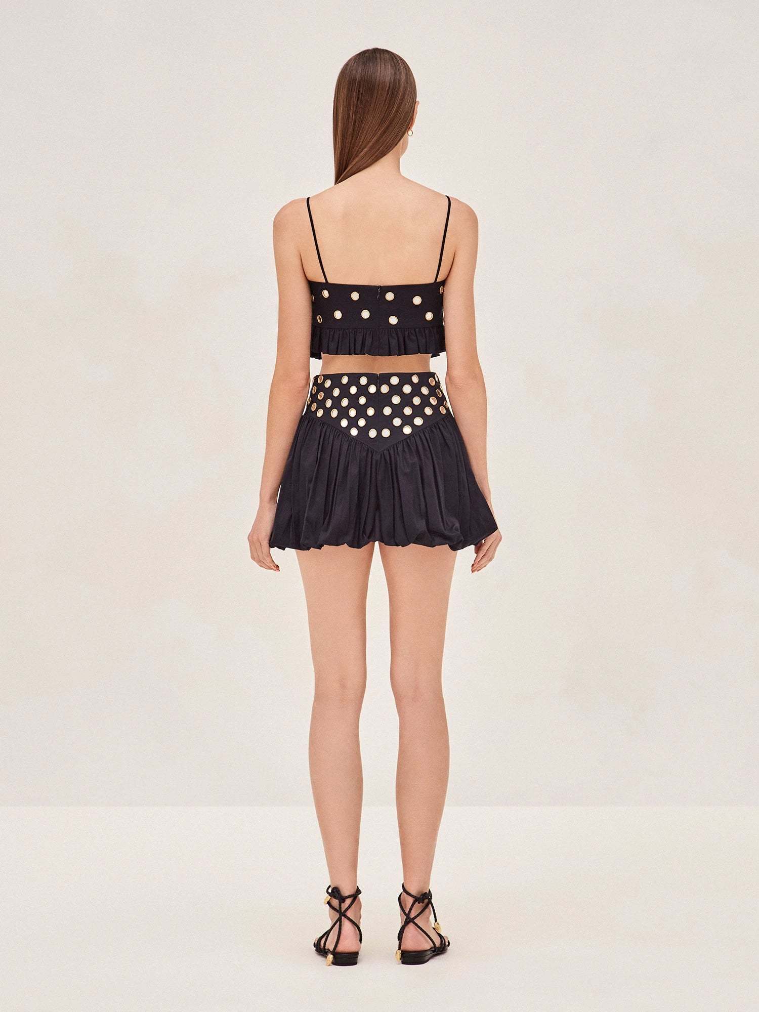 Fashion Cotton suspender mini mirror skirt set - handmade-ROVOLE