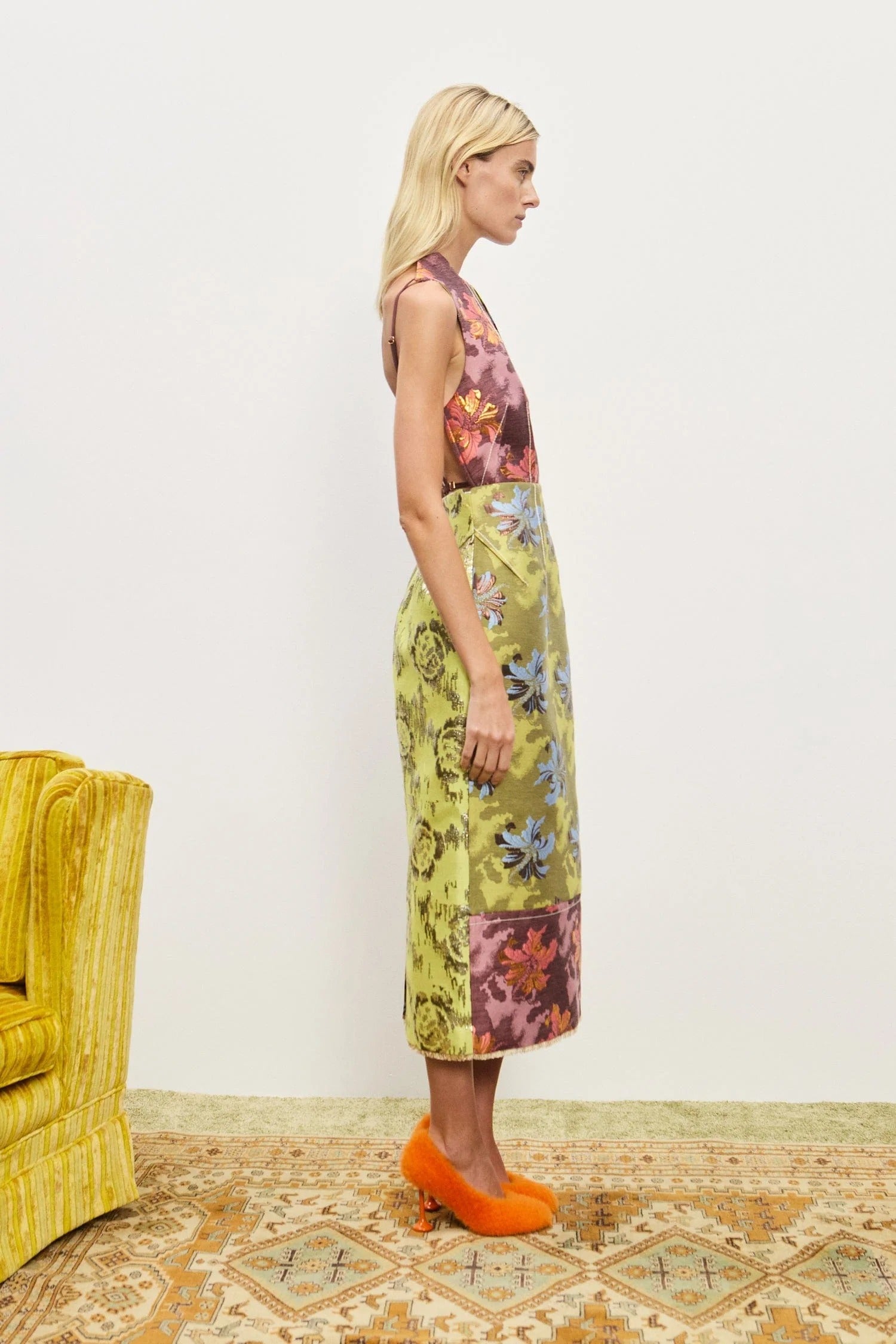Floral - Patchwork Sleeveless Midi Dress