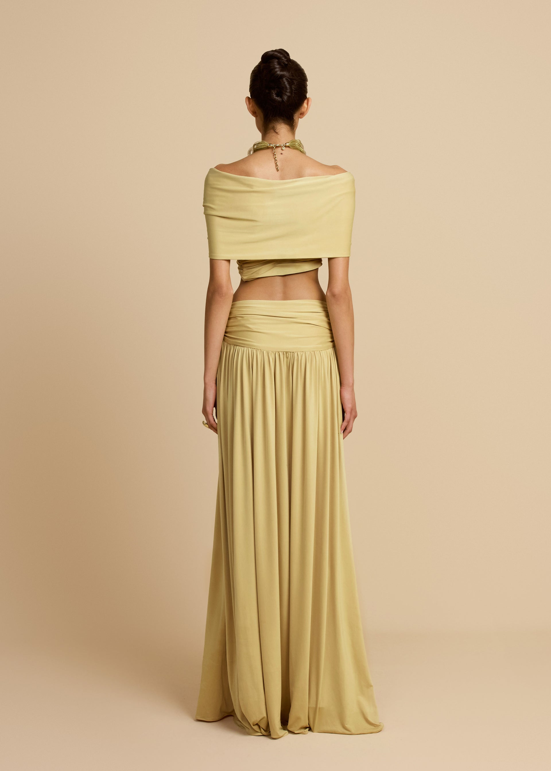 Beige Off - Shoulder Cutout Two - Piece Set-ROVOLE