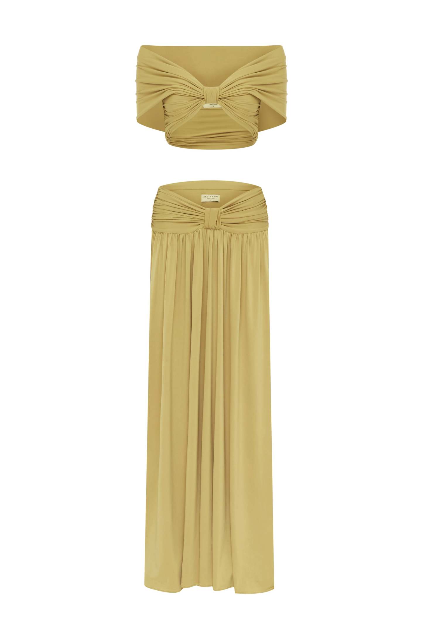 Beige Off - Shoulder Cutout Two - Piece Set-ROVOLE