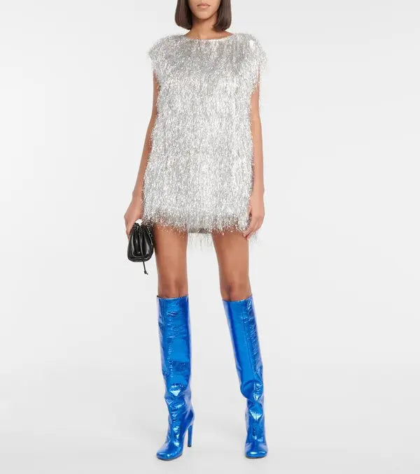 Silver Fringe Sleeveless Top-ROVOLE