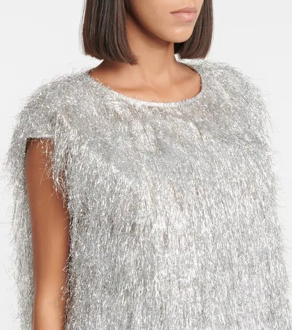 Silver Fringe Sleeveless Top-ROVOLE