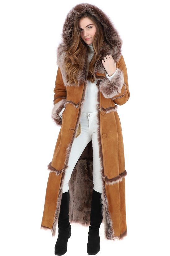 Shearling - Trimmed Long Coat-ROVOLE