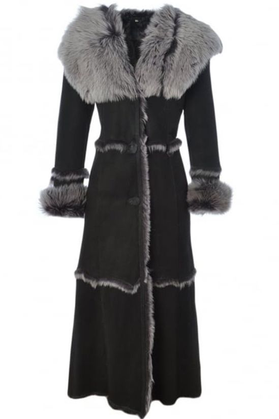 Shearling - Trimmed Long Coat-ROVOLE