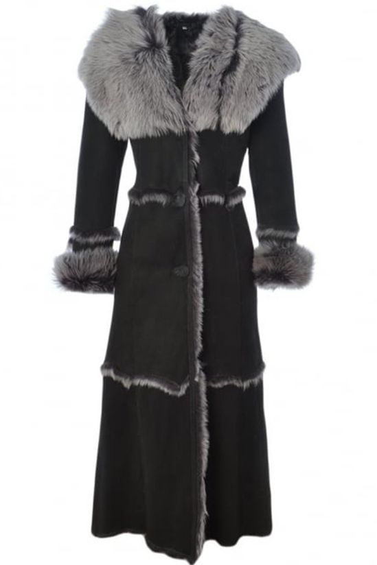 Shearling - Trimmed Long Coat-ROVOLE