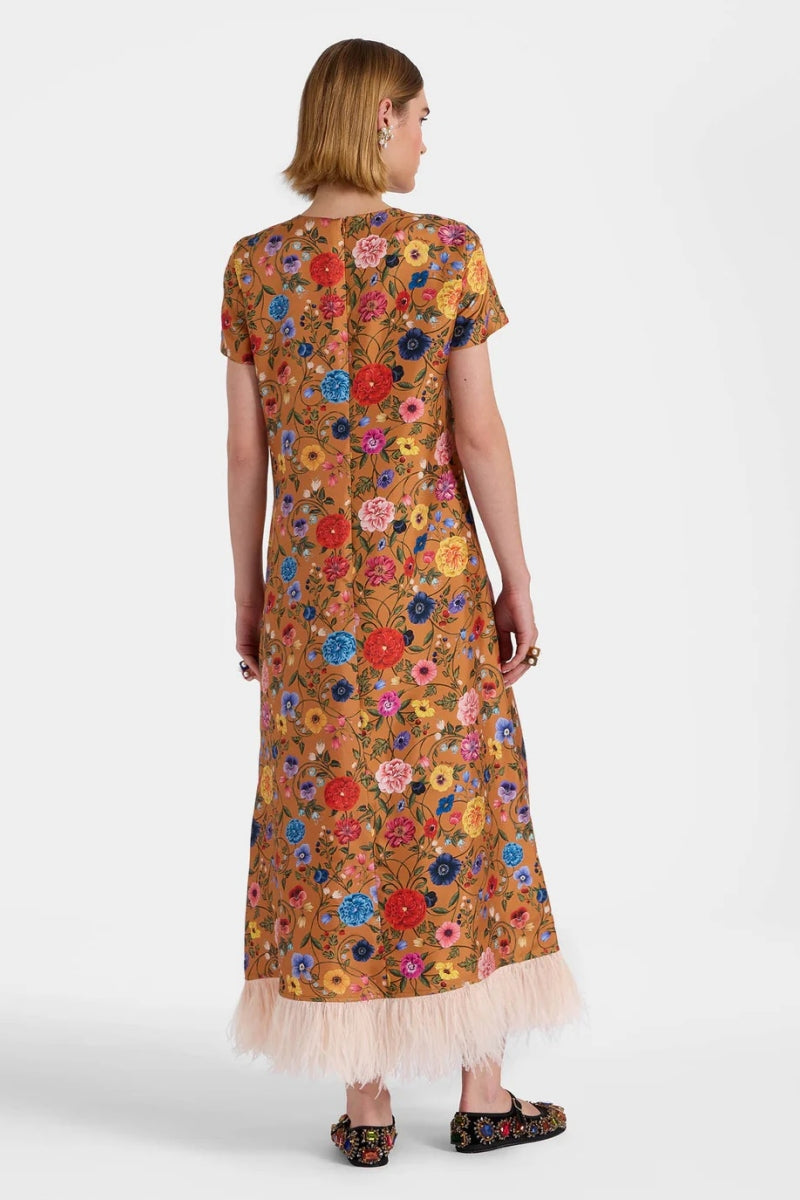 Floral - Printed Feather - Hem Dress-ROVOLE