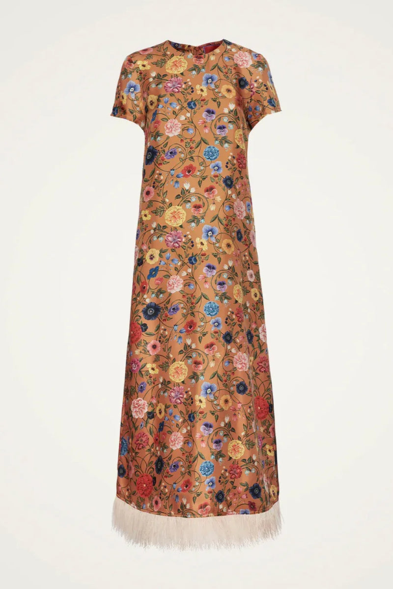Floral - Printed Feather - Hem Dress-ROVOLE