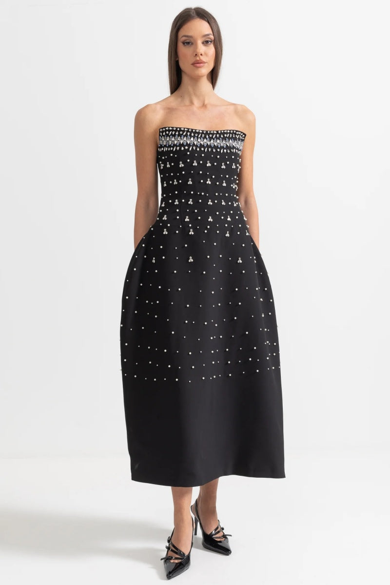 Verna Crystal-embellished Sleeveless Midi Dress-ROVOLE